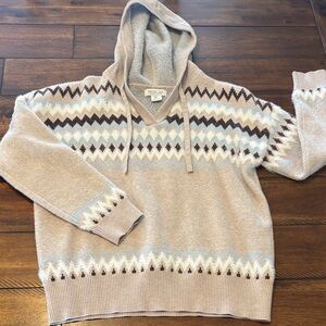 Rachel Zoe Beige and Brown V-Neck Sweater